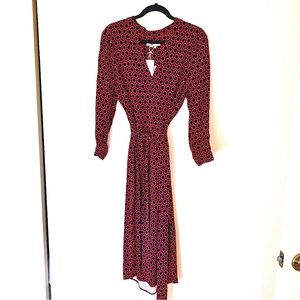 Boden Vibrant Red/Blue Geometric Print Dress, Size US 10 Long, New with Tags